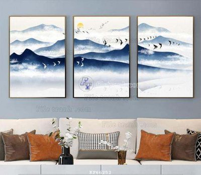 File in lụa File tranh hiện đại pha lê gương KF66252 (phong cảnh) File tranh hiện đại pha lê gương KF66252