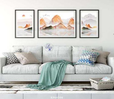 File in trần File tranh hiện đại pha lê gương KF66306 (bản gốc) phong cảnh