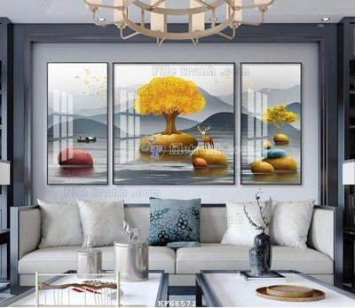 File in mica File tranh hiện đại pha lê gương KF66572 (bản gốc) làm vách ngăn