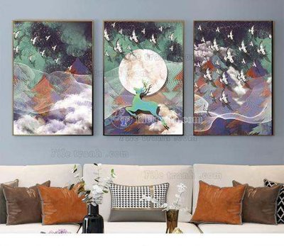 File PSD File tranh hiện đại pha lê gương KF66679 (bản gốc) đã tách nền