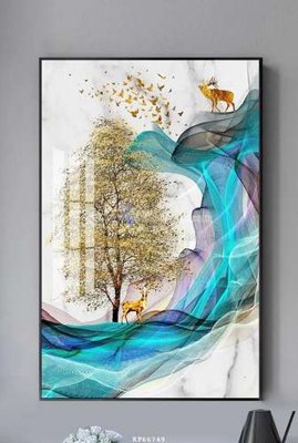 File tranh File tranh hiện đại pha lê gương KF66749 (bản gốc) treo quán cafe