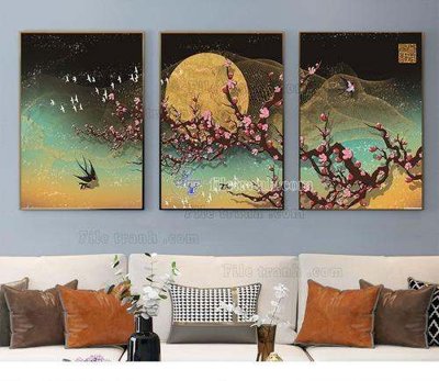 File tranh gốc File tranh hiện đại pha lê gương KF66761 chủ đề hiện đại