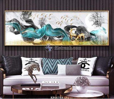 File in lụa File tranh hiện đại pha lê gương KF66769 (phong cảnh) File tranh hiện đại pha lê gương KF66769