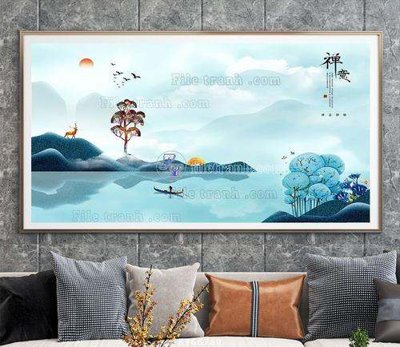 File in trần File tranh hiện đại pha lê gương KF66780 (file gốc) phong thủy