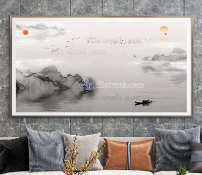 File in trần File tranh hiện đại pha lê gương KF66785 (bản gốc) đại dương