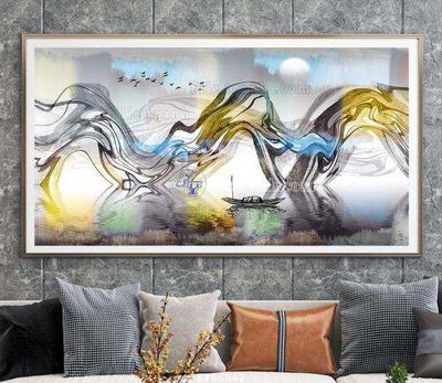 Tải file File tranh hiện đại pha lê gương KF66842 (gốc) chủ đề hoa sen