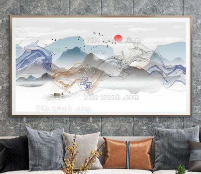 File tranh File tranh hiện đại pha lê gương KF66917 (bản gốc) in lụa 5D