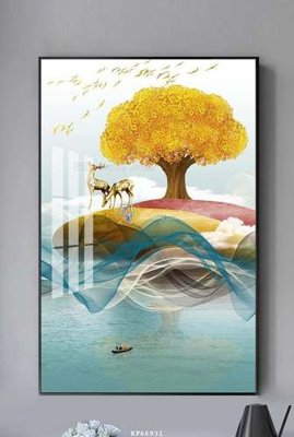 File in ấn File tranh hiện đại pha lê gương KF66931 (bản gốc) cao cấp