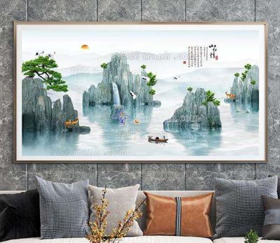 File gốc File tranh hiện đại pha lê gương KF66942 (in lụa) tranh thuận buồm