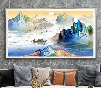 File tranh gốc in trần nhà File tranh hiện đại pha lê gương KF67094 3D