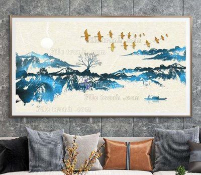 File in trần File tranh hiện đại pha lê gương KF67096 (file gốc) phong thủy