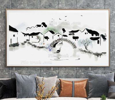 File gốc File tranh hiện đại pha lê gương KF67335 (in lụa) tranh phong thủy