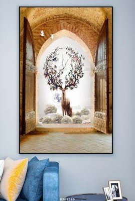 File tranh in trần 3D File tranh hiện đại pha lê gương KF67369 (ảnh gốc)