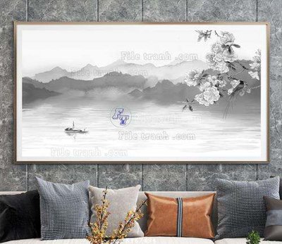 File in lụa File tranh hiện đại pha lê gương KF67494 (phong cảnh) File tranh hiện đại pha lê gương KF67494