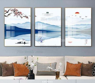 File in trần File tranh hiện đại pha lê gương KF67603 (bản gốc) đại dương