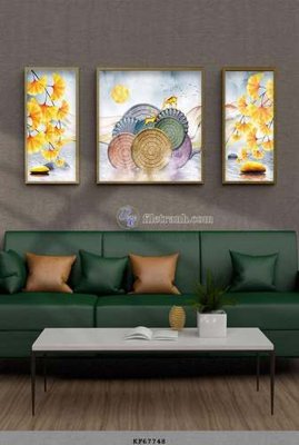 Tải file File tranh hiện đại pha lê gương KF67748 (gốc) chủ đề hoa sen