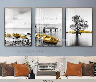 File in trần File tranh hiện đại pha lê gương KF67778 (bản gốc) đại dương