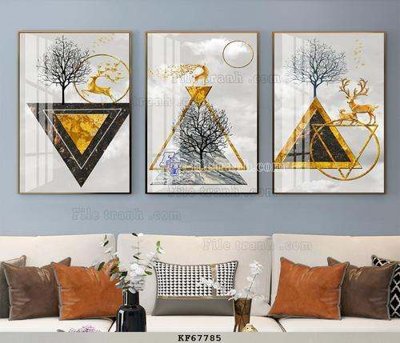 File tranh gốc File tranh hiện đại pha lê gương KF67785 chủ đề hiện đại