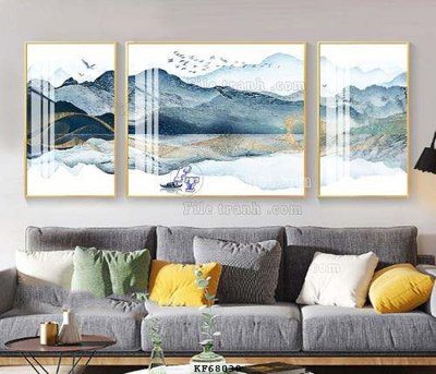 Download file gốc File tranh hiện đại pha lê gương KF68030 (in lụa) hoa lá