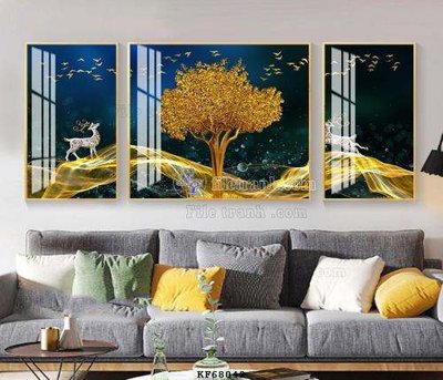File tranh File tranh hiện đại pha lê gương KF68042 (file gốc) chủ đề phong thủy