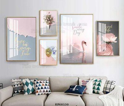 File tranh gốc in trần nhà File tranh hiện đại pha lê gương KF68130 3D