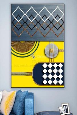 File in mica File tranh hiện đại pha lê gương KF68521 (bản gốc) làm vách ngăn