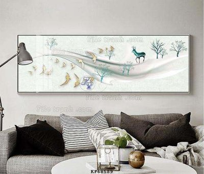 File in trần File tranh hiện đại pha lê gương KF68589 (bản gốc) đại dương