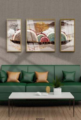 File tranh File tranh hiện đại pha lê gương KF69059 (file gốc) chủ đề phong thủy