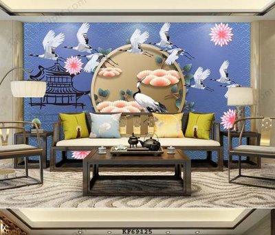 File tranh in trần 3D File tranh hiện đại pha lê gương KF69125 (ảnh gốc)