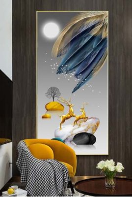 File tranh gốc in trần nhà File tranh hiện đại pha lê gương KF69364 3D