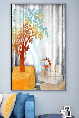 Hình ảnh file gốc in lụa File tranh hiện đại pha lê gương KF70005