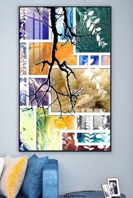 File in trần File tranh hiện đại pha lê gương KF70434 (bản gốc) hoa văn