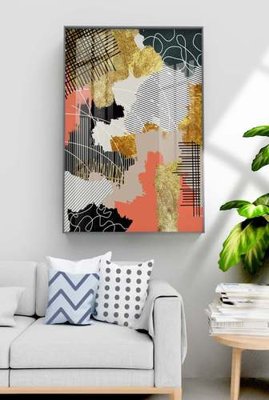 File in mica File tranh hiện đại pha lê gương KF71001 (bản gốc) làm vách ngăn