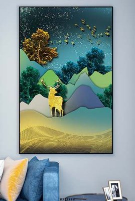 File in trần File tranh hiện đại pha lê gương KF71468 (bản gốc 3D) sống động