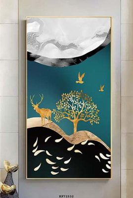 Hình ảnh file gốc in trần nhà File tranh hiện đại pha lê gương KF71532