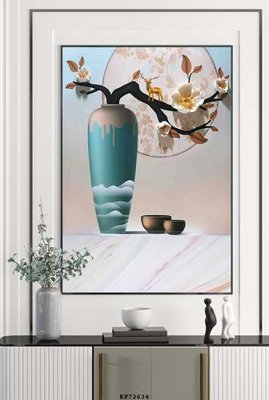 File gốc File tranh hiện đại pha lê gương KF72634 (in lụa) hoa văn cổ điển