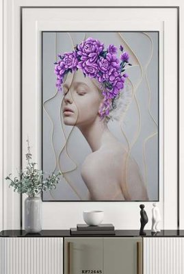 Download file gốc File tranh hiện đại pha lê gương KF72645 (in lụa) hoa lá