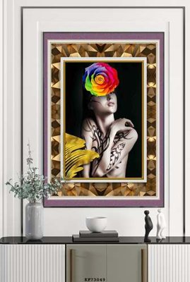 File in lụa File tranh hiện đại pha lê gương KF73049 (tân cổ điển) File tranh hiện đại pha lê gương KF73049