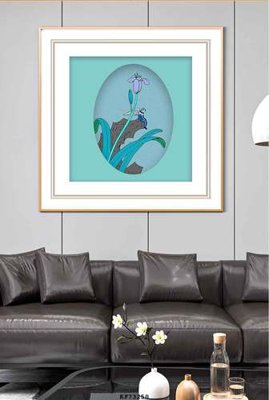 File gốc File tranh hiện đại pha lê gương KF73250 (in lụa) tranh mã đáo