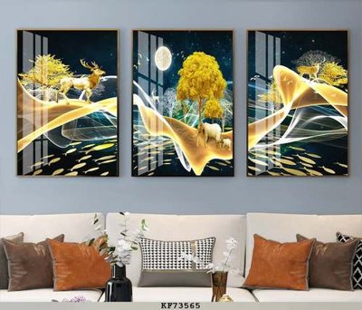 File tranh File tranh hiện đại pha lê gương KF73565 (file gốc) chủ đề phong thủy