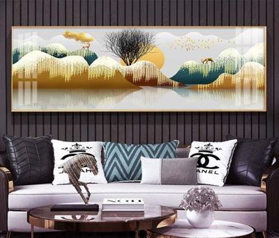 File gốc File tranh hiện đại pha lê gương KF74787 (in lụa) hoa văn cổ điển