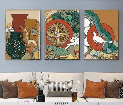 File tranh File tranh hiện đại pha lê gương KF75257 (bản gốc) in lụa 5D