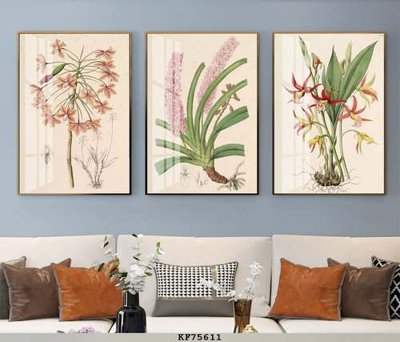 Download file gốc File tranh hiện đại pha lê gương KF75611 (in lụa) hoa lá