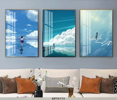 File tranh in trần 3D File tranh hiện đại pha lê gương KF75773 (ảnh gốc)
