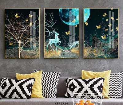 File in lụa File tranh hiện đại pha lê gương KF76726 (hoa văn) File tranh hiện đại pha lê gương KF76726