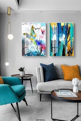 File tranh File tranh hiện đại pha lê gương KF79551 (bản gốc) treo quán cafe