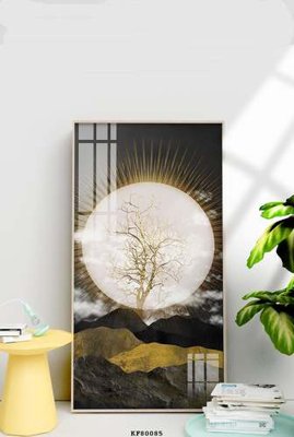 File in mica File tranh hiện đại pha lê gương KF80085 (bản gốc) làm vách ngăn