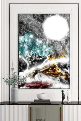 Hình ảnh file gốc in lụa File tranh hiện đại pha lê gương KF80510