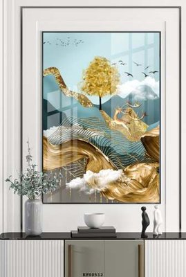 File in trần File tranh hiện đại pha lê gương KF80512 (bản gốc) phong cảnh