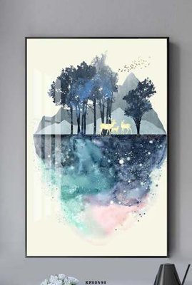 Download file gốc File tranh hiện đại pha lê gương KF80598 (in lụa) tranh 3D